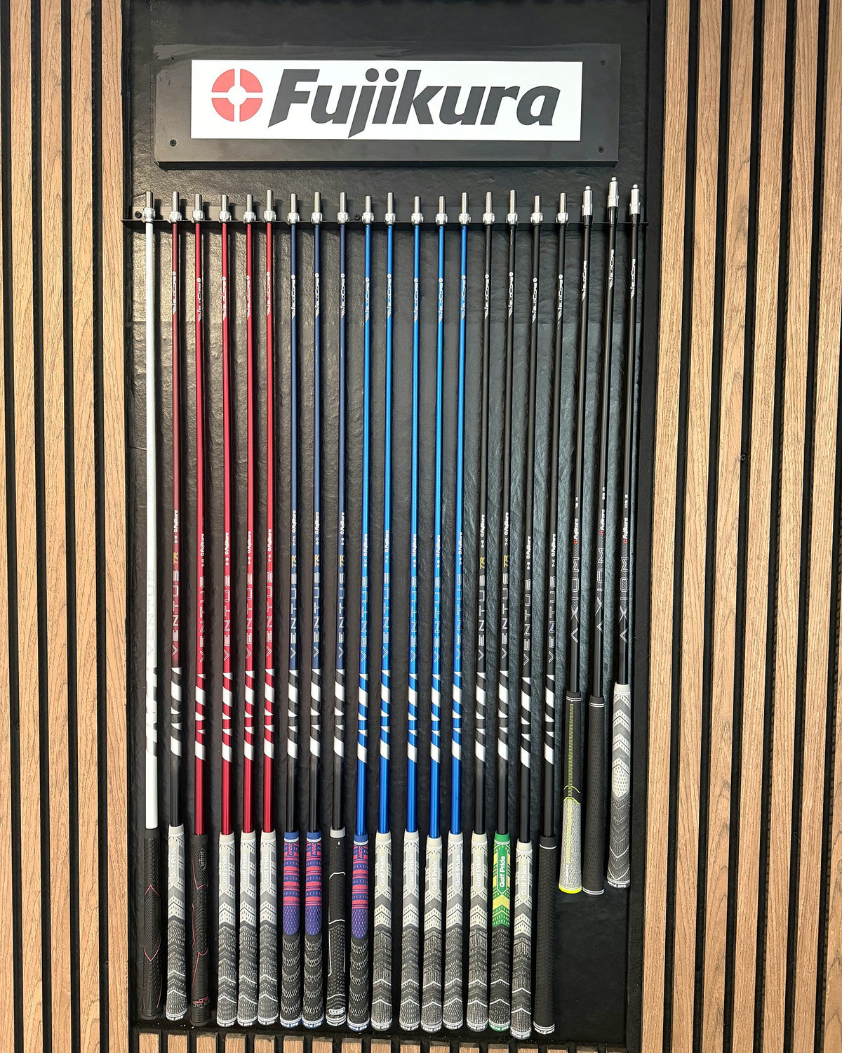 Wall of Fujikura shafts in the workshop